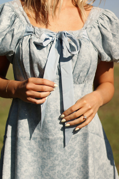 Seraphina Sky Mini Dress- Blue Floral