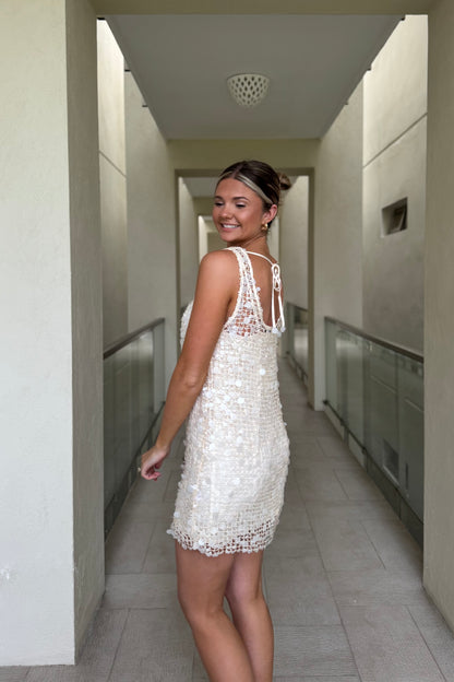 Afterglow Sequin Dress- Ivory