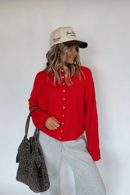 Haven Cardigan- Red