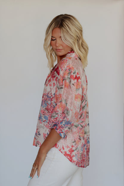 Peony Blouse- Fuchsia