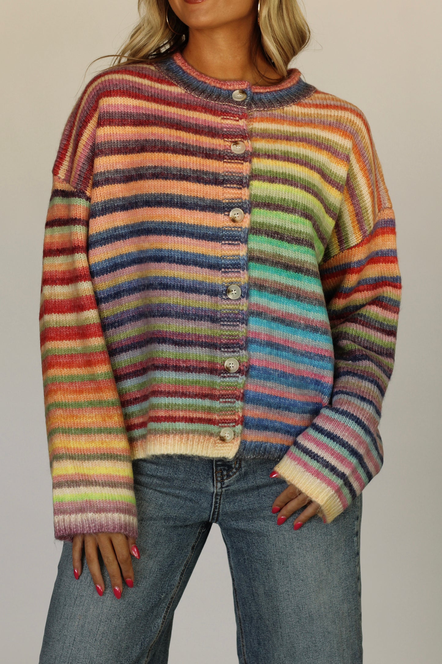 Miss Rebekah Rainbow Cardigan- Sky Purple