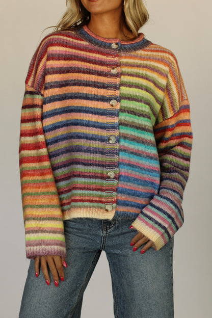 Miss Rebekah Rainbow Cardigan- Sky Purple