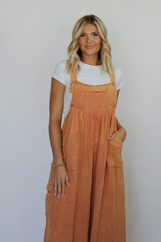 Ms. Morse Vintage Washed Overall- Rust