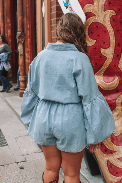 Rebekah Romper- Denim