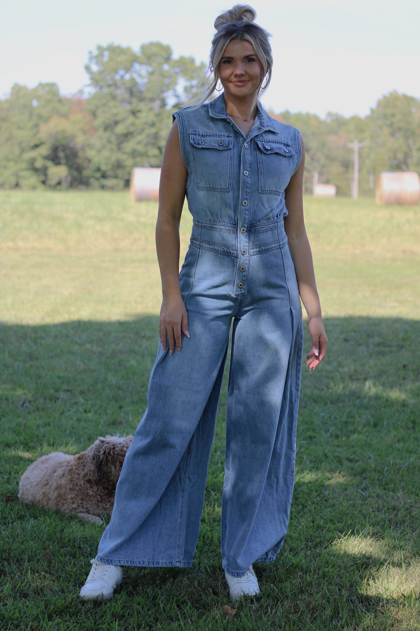 Barefoot Blue Jean Night Jumpsuit- Medium