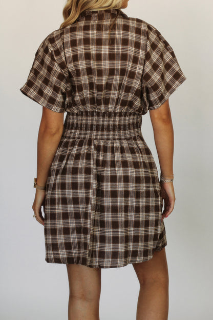 Ms. Johnson Pleated Dress- Mocha