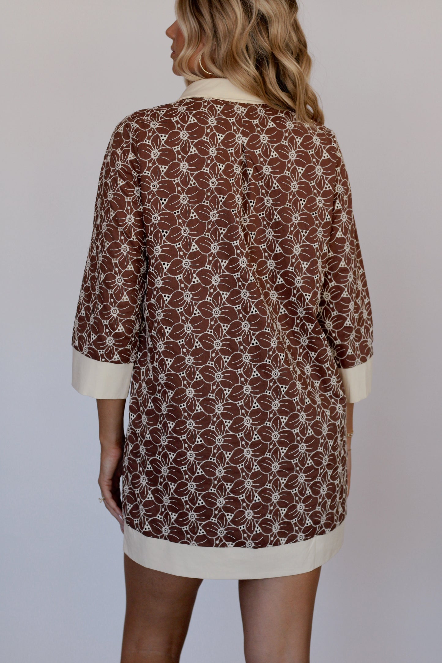 LaDawn Floral Tunic Dress- Brown