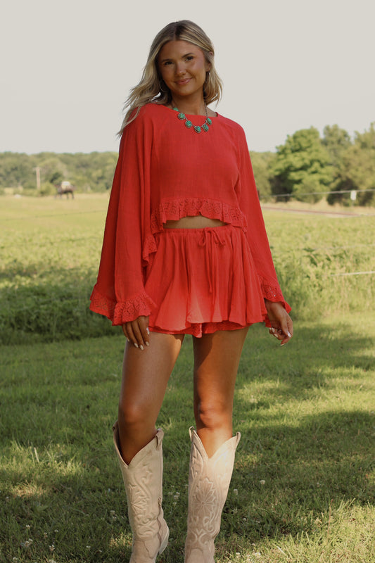 *PRE ORDER* Be Her Bell-Sleeve Top- Honey Orange 6/24