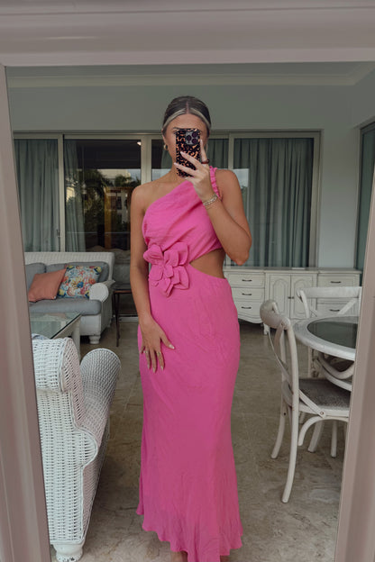 Island Bloom Maxi Dress- Hot Pink