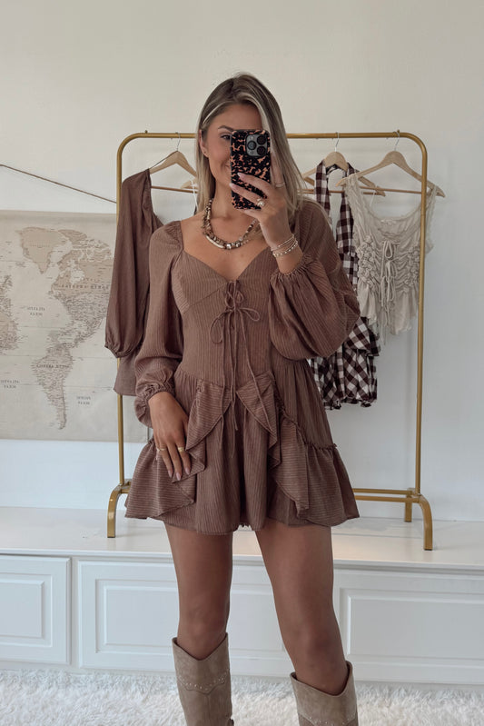 Rodeo Ruffle Romper- Toffee