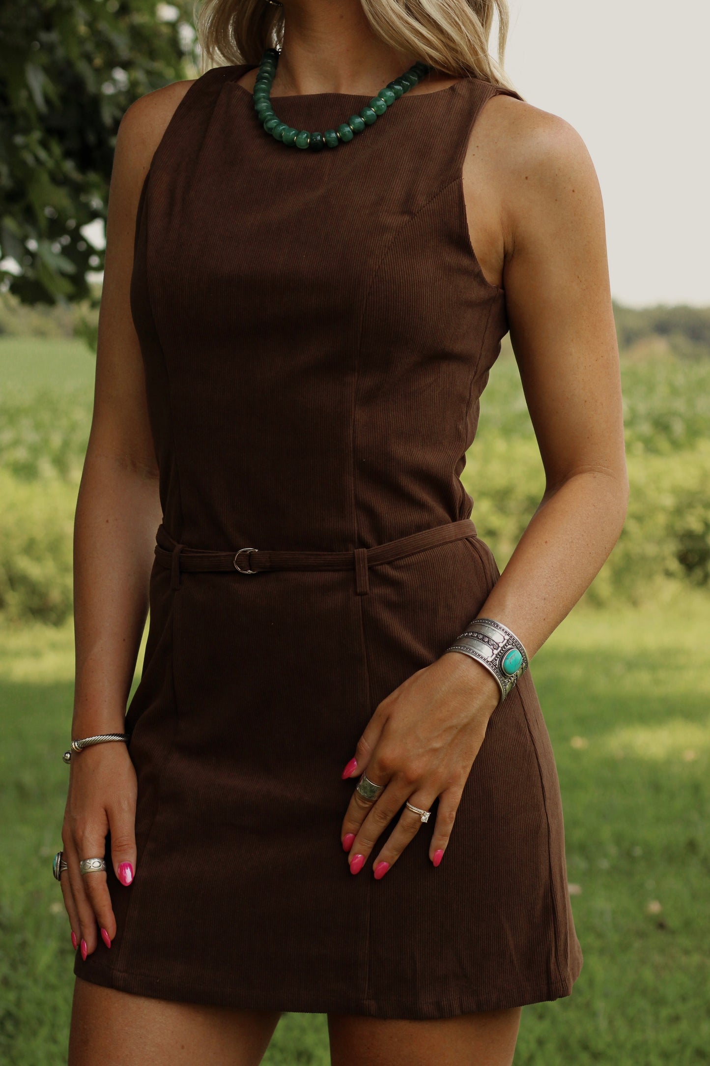Suede Social Mini Dress- Brown
