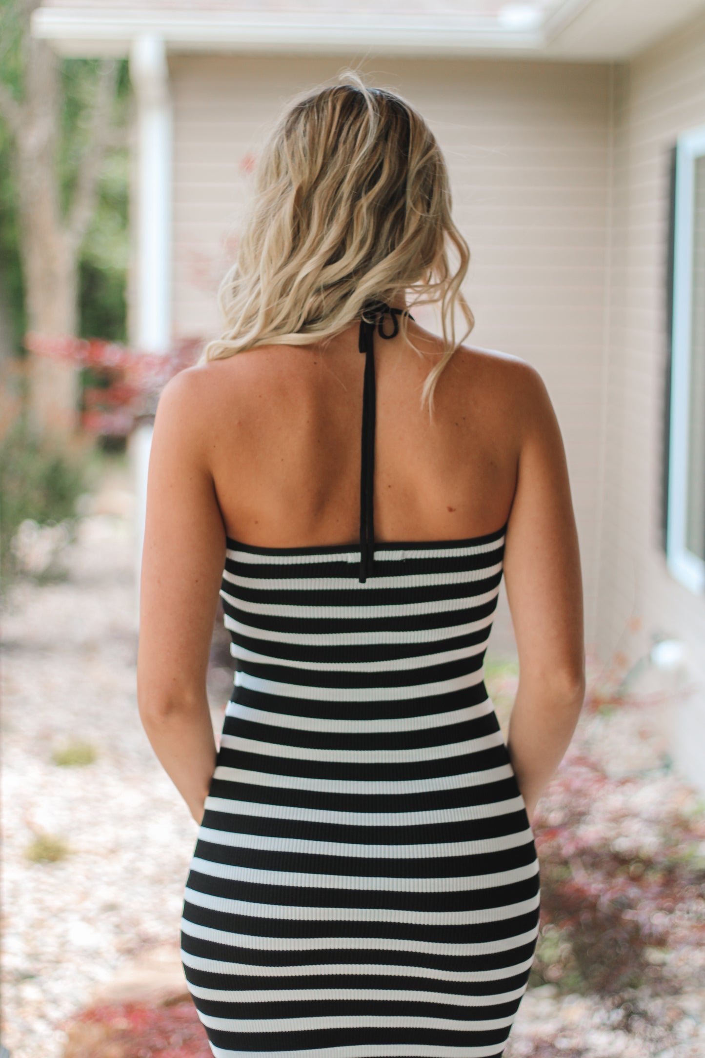 Aegean Sea Striped Maxi Dress- Black/White