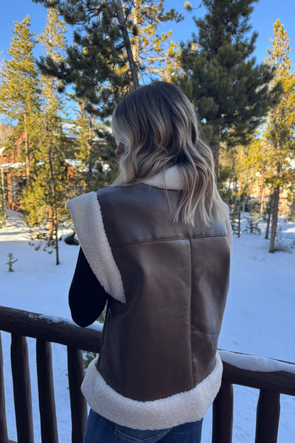 Frisco Fur Trimmed Vest - Brown/Cream