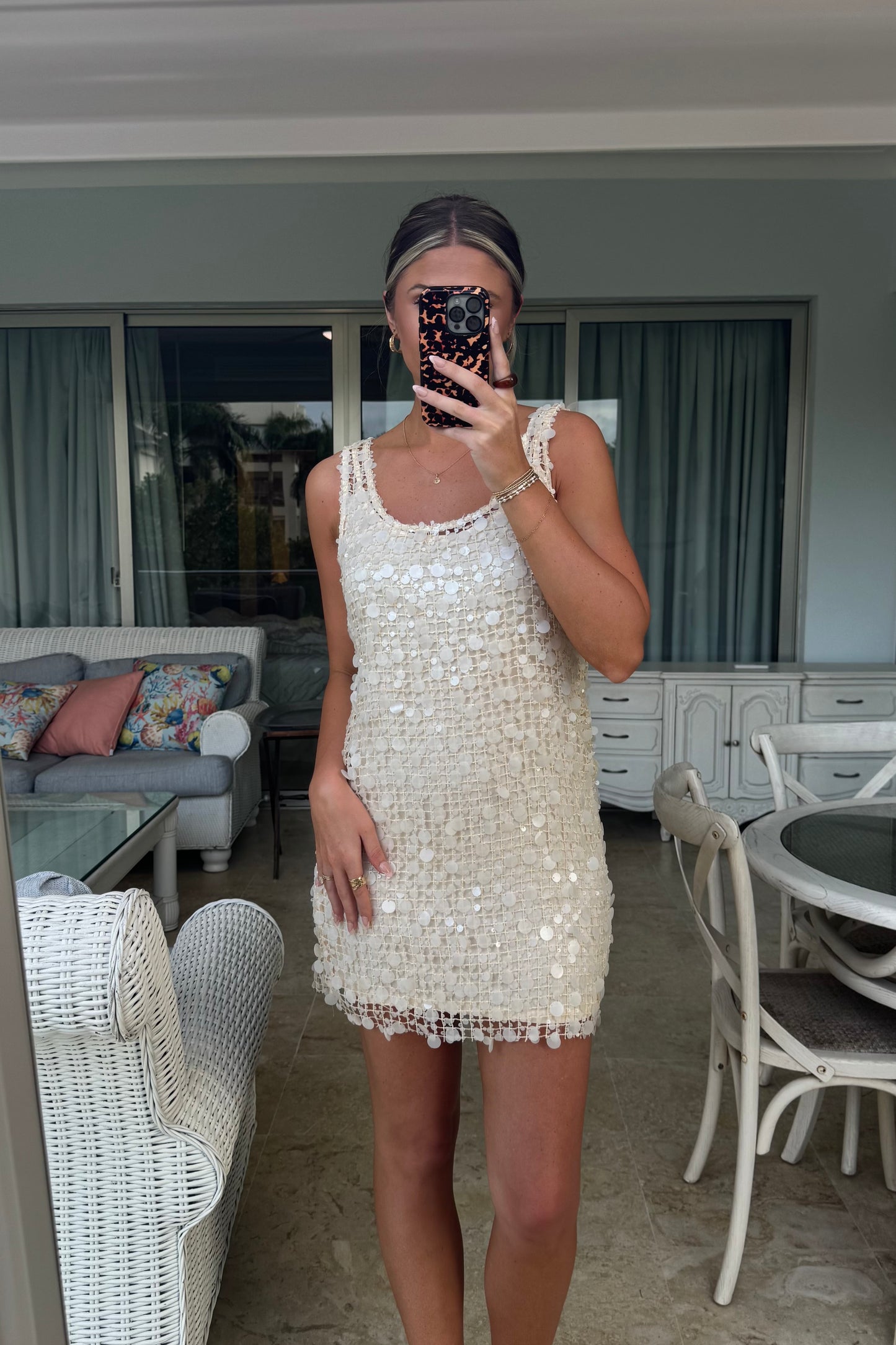 Afterglow Sequin Dress- Ivory