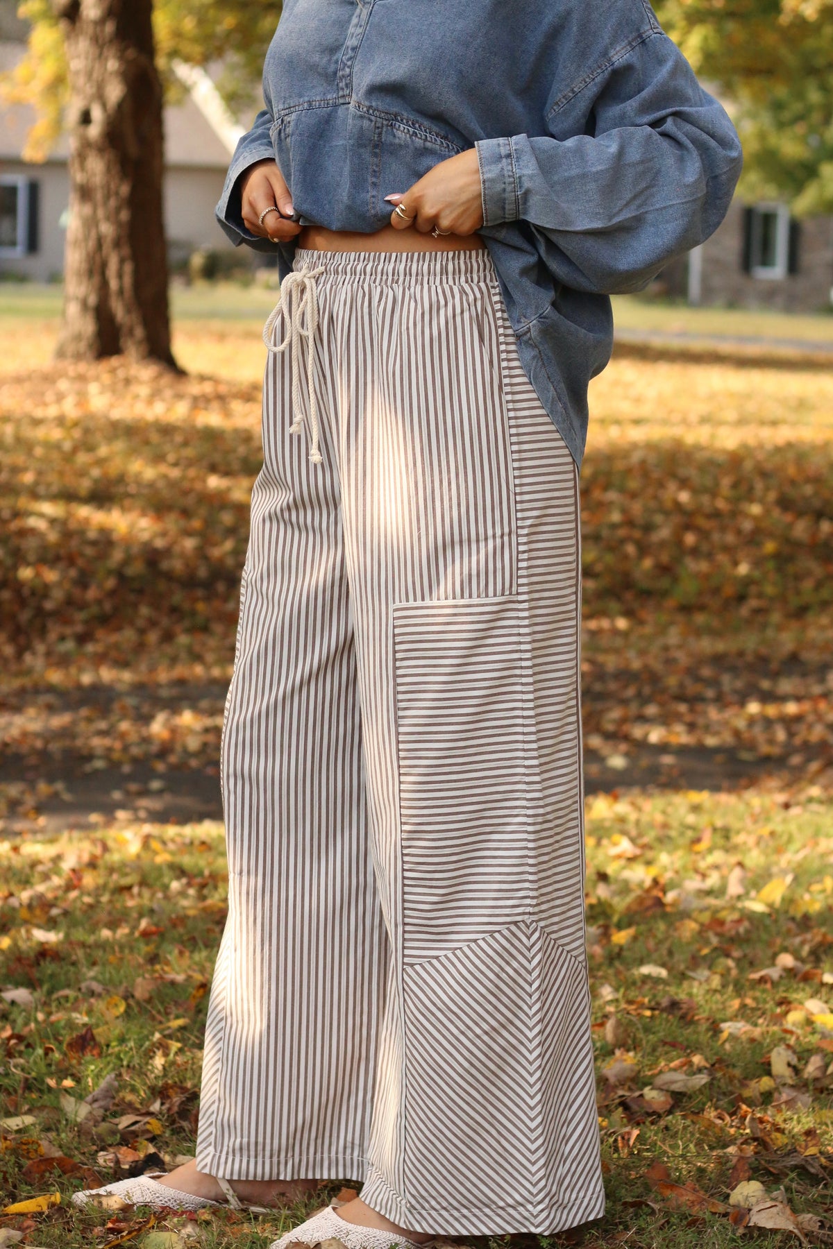 The Camden Stripe Pants- Mocha