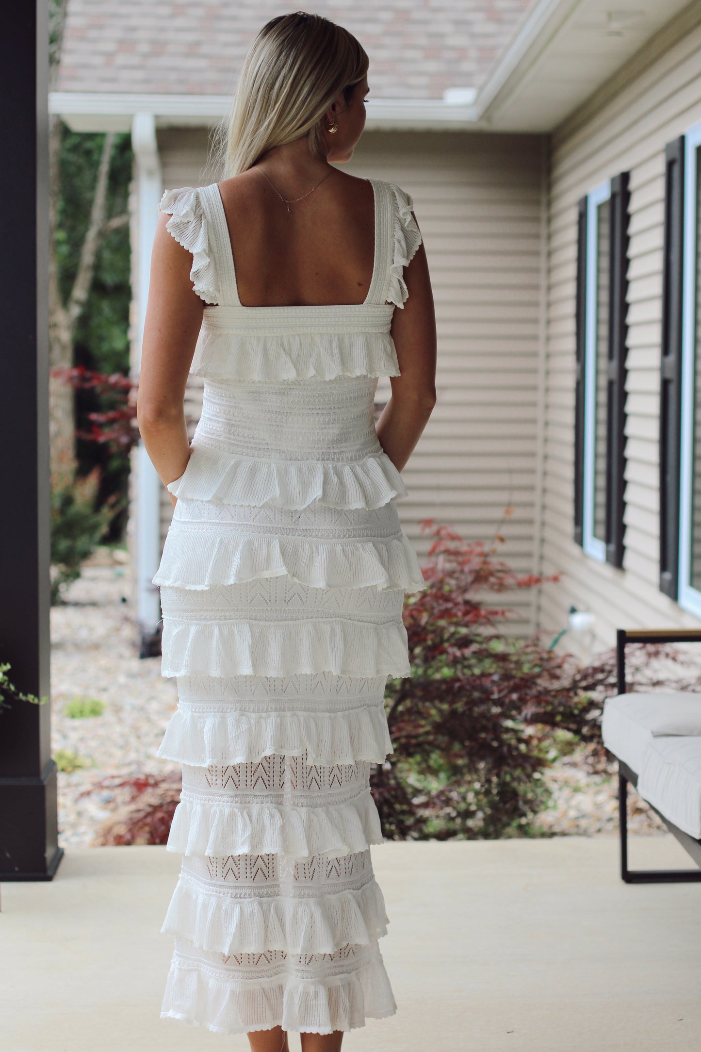 Last Toast on the Coast Ruffle Midi Dress- Cream