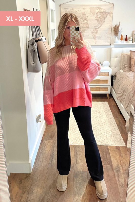 So Sweet Stripe Sweater- Cream/Pink