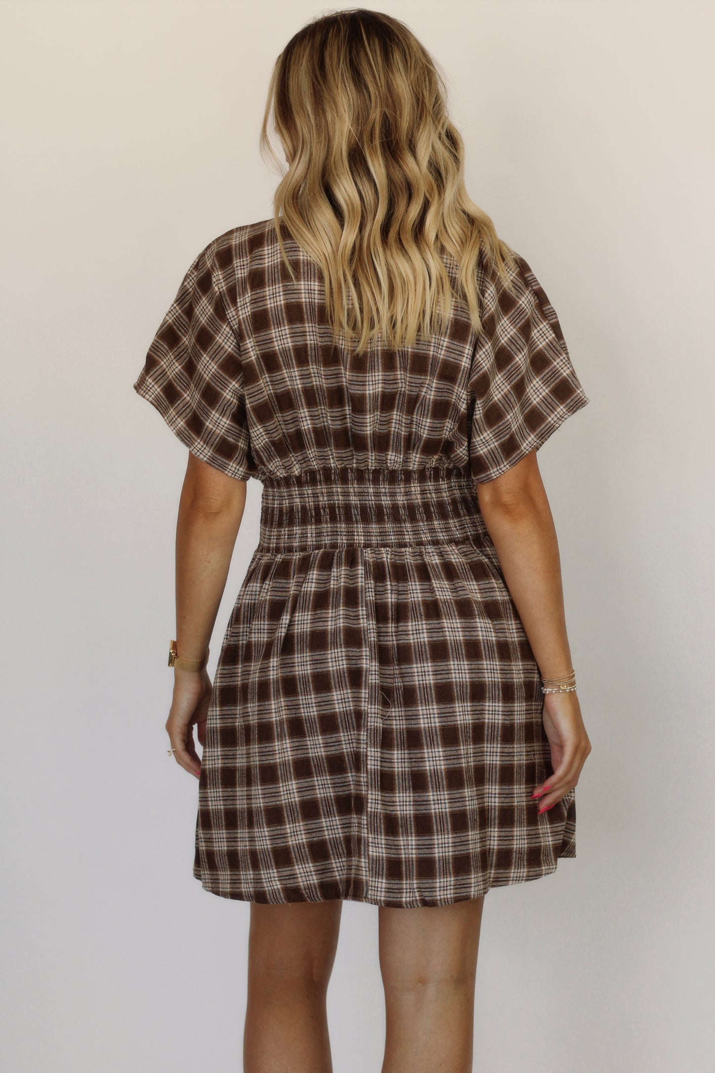 Ms. Johnson Pleated Dress- Mocha
