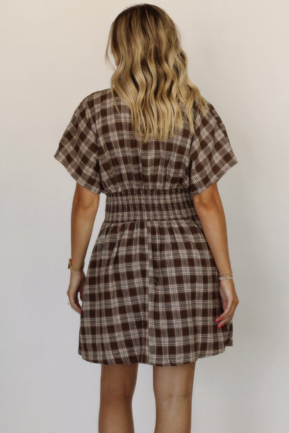 Ms. Johnson Pleated Dress- Mocha