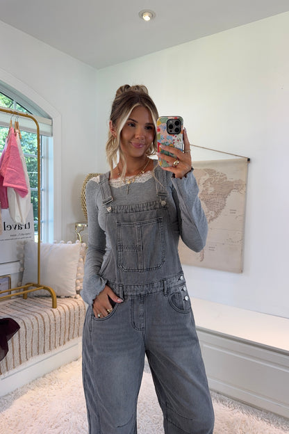 The Saturday Market Overalls- Gray Wash