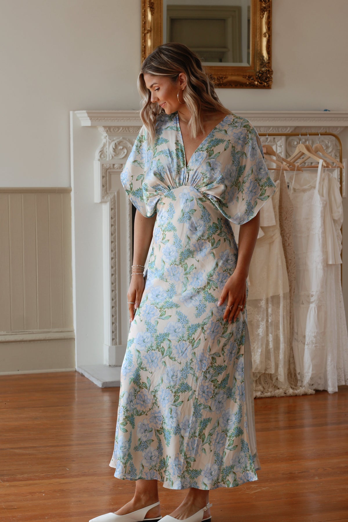 Stolen Love Blouson Maxi Dress- Delicate Blues