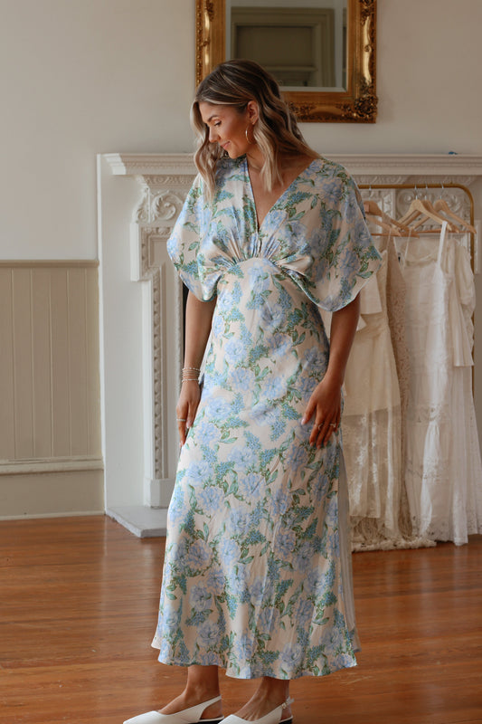 Stolen Love Blouson Maxi Dress- Delicate Blues