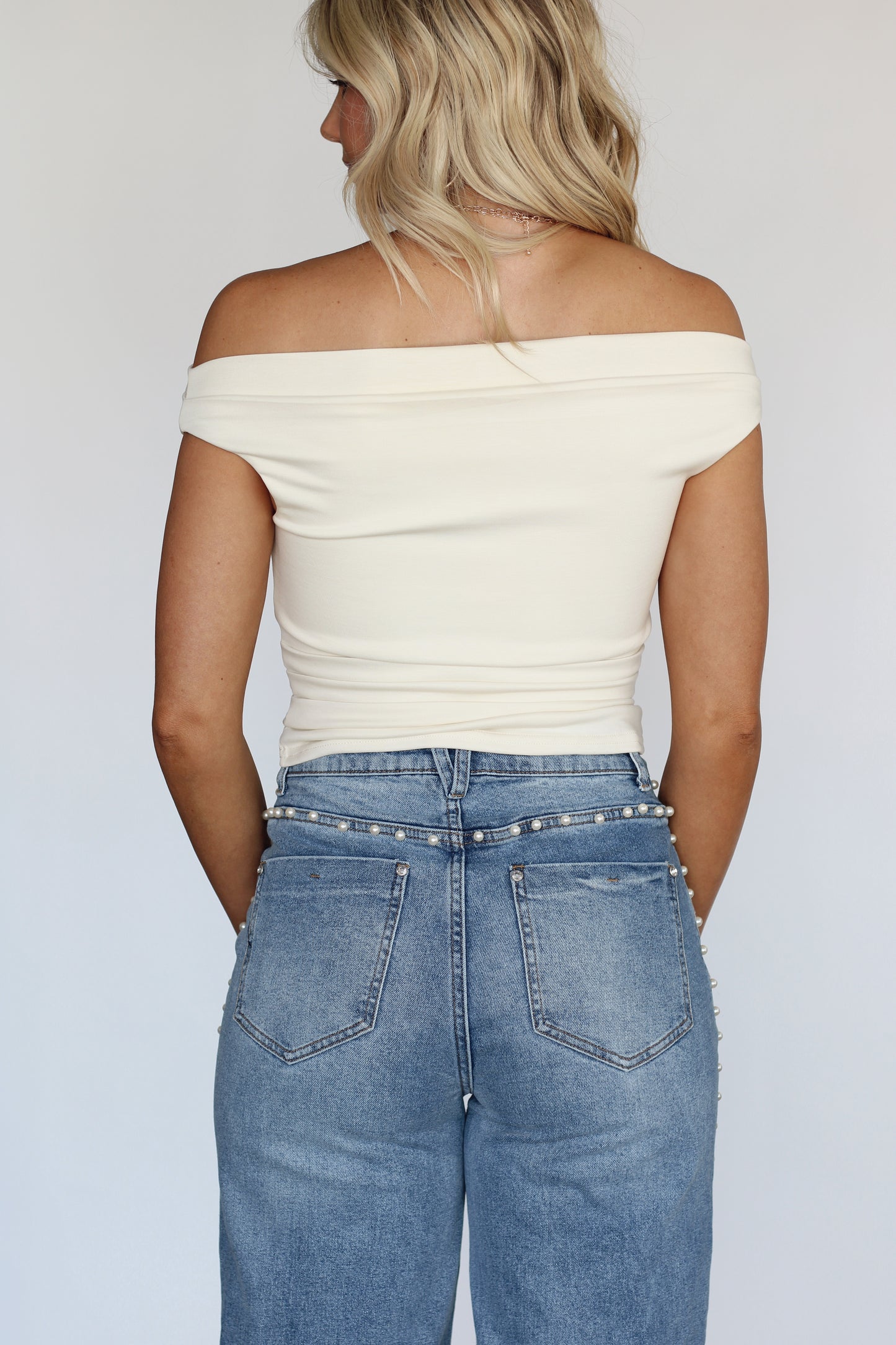 Olivia Off The Shoulder Top- Cream