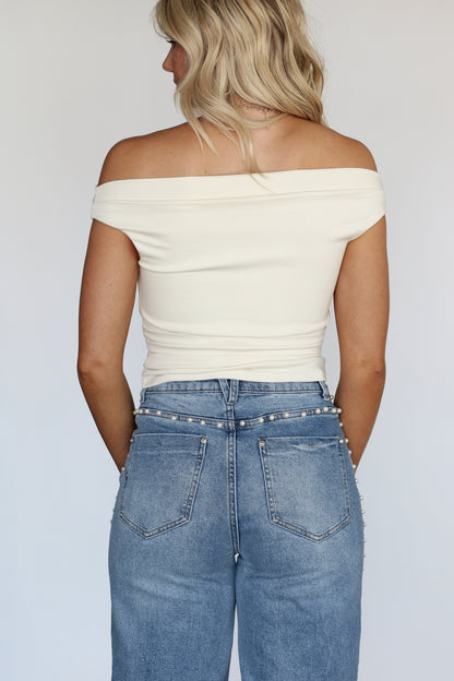 Olivia Off The Shoulder Top- Cream