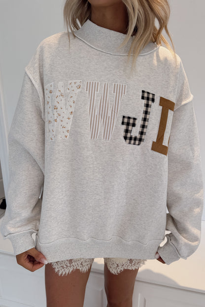 WWJD Mock Neck Sweatshirt- Ash Gray