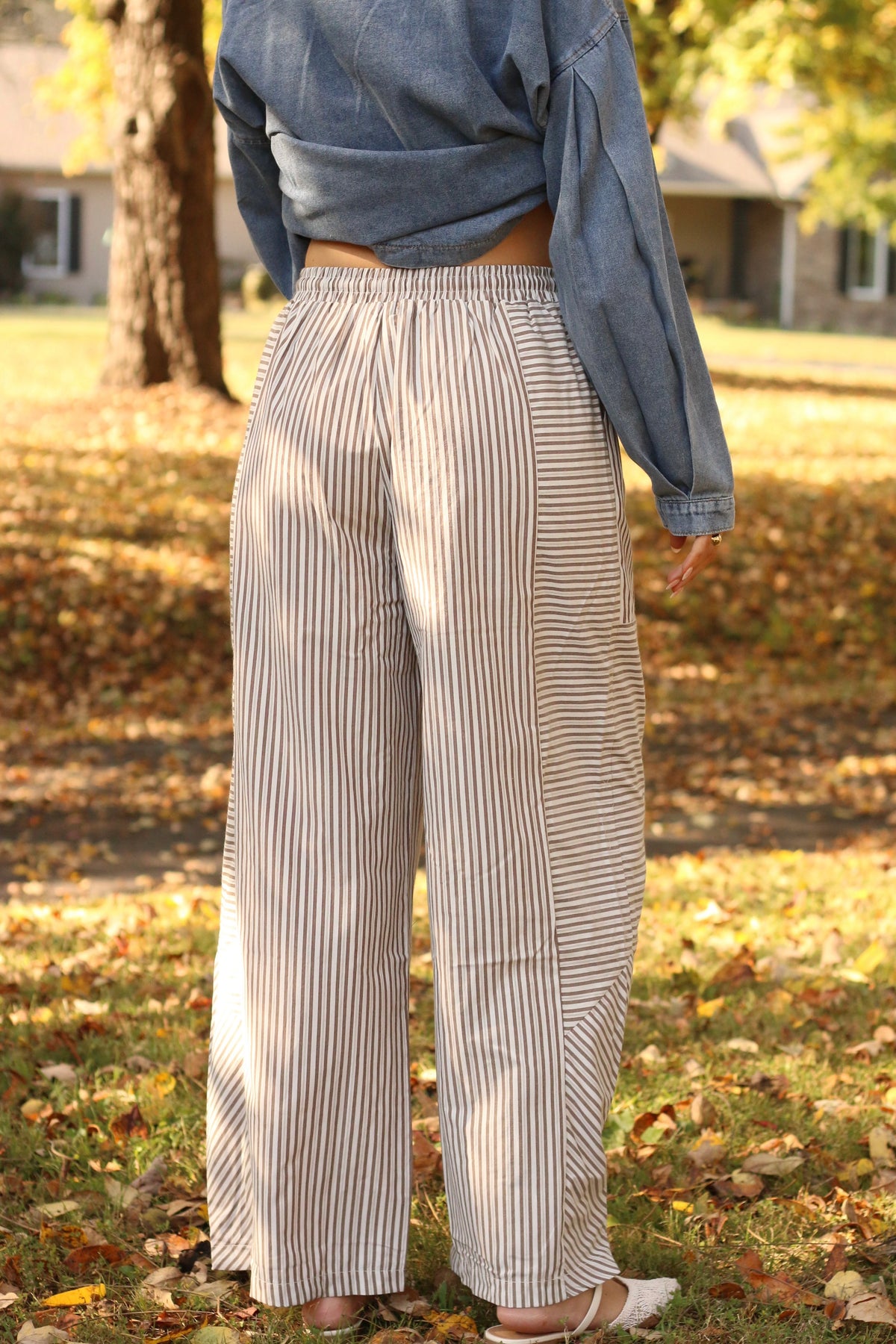 The Camden Stripe Pants- Mocha