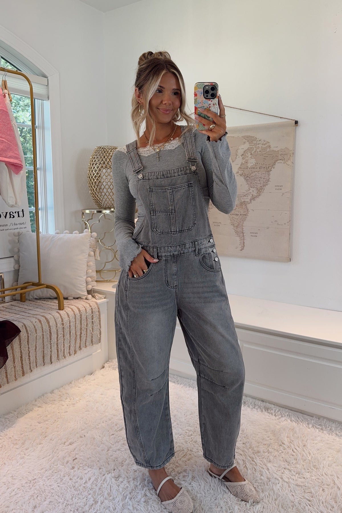 The Saturday Market Overalls- Gray Wash