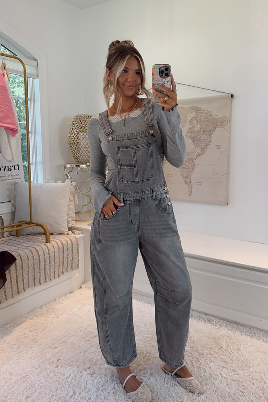 The Saturday Market Overalls- Gray Wash
