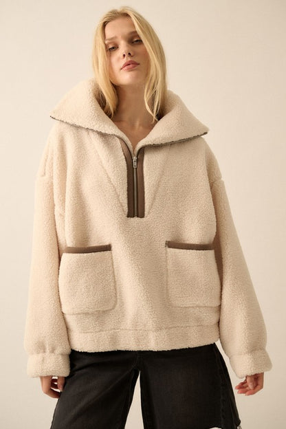 Snowed In Sherpa Pullover- Cream