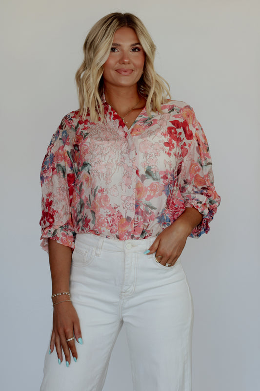 Peony Blouse- Fuchsia