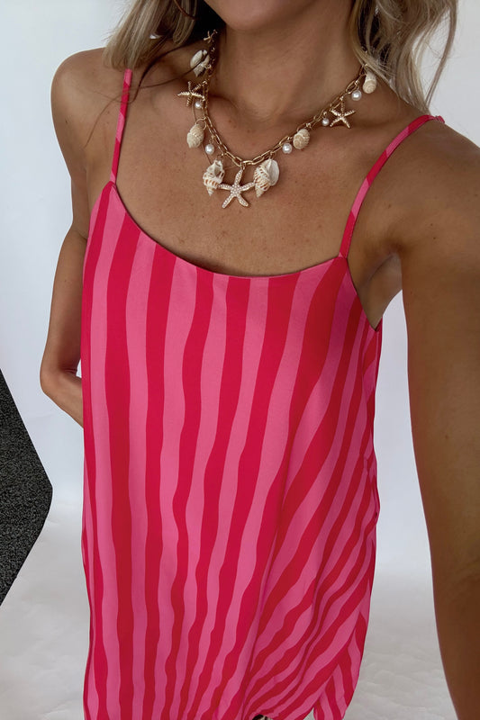 Paradise Stripe Maxi Dress- Red/Pink