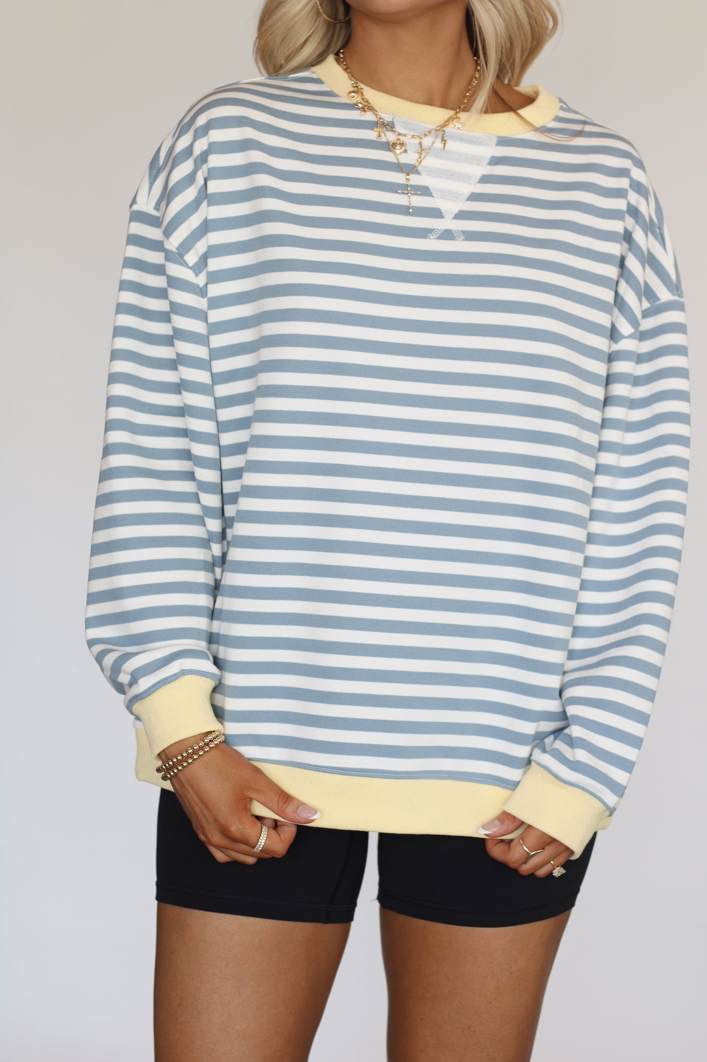 Jet Setter Striped Top- Blue/Yellow