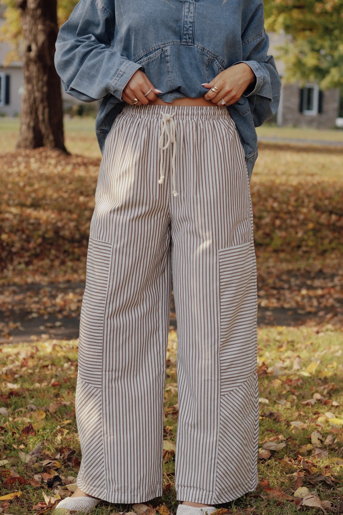 The Camden Stripe Pants- Mocha