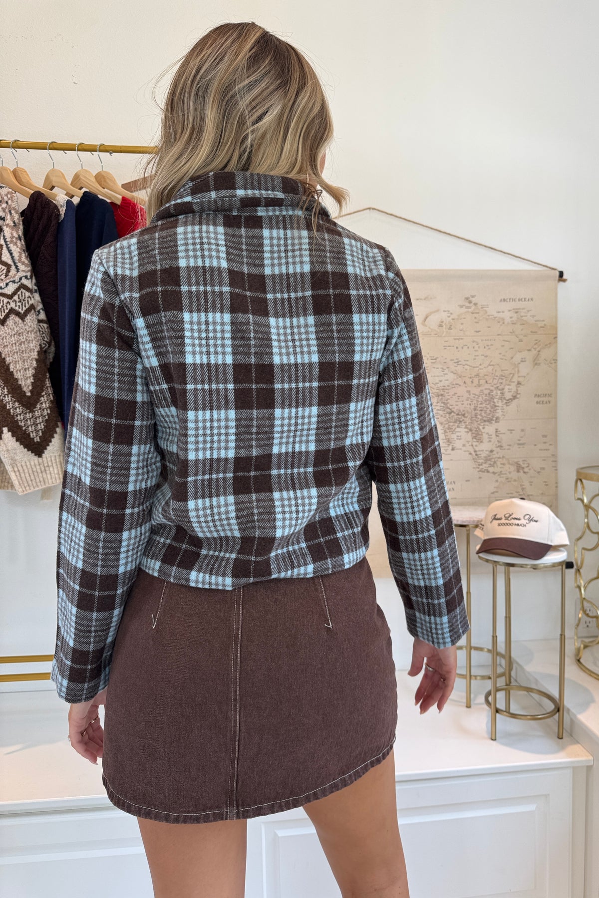 Park City Plaid Jacket- Blue/Brown