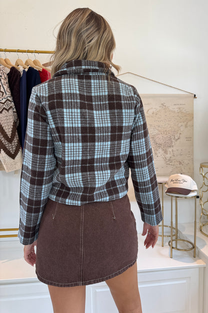 Park City Plaid Jacket- Blue/Brown