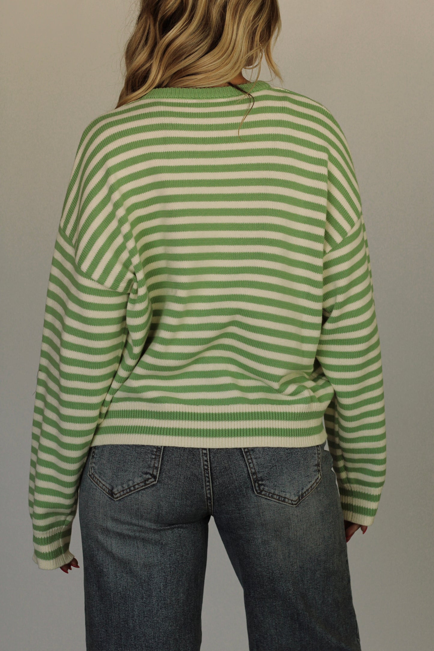 Miss Caroline Coastal Fish Sweater- Pistachio/Cream