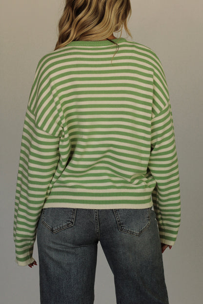 Miss Caroline Coastal Fish Sweater- Pistachio/Cream
