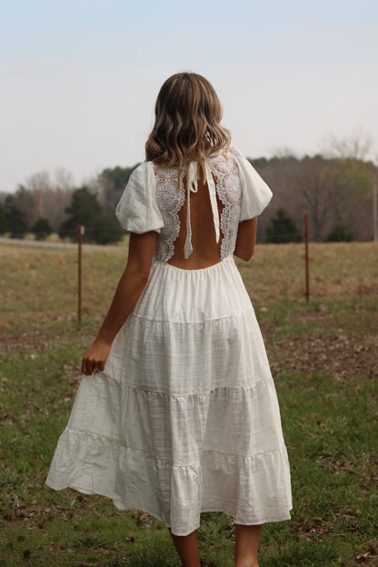 *PRE ORDER* Heavenly Linen Dress- Off White 10/30