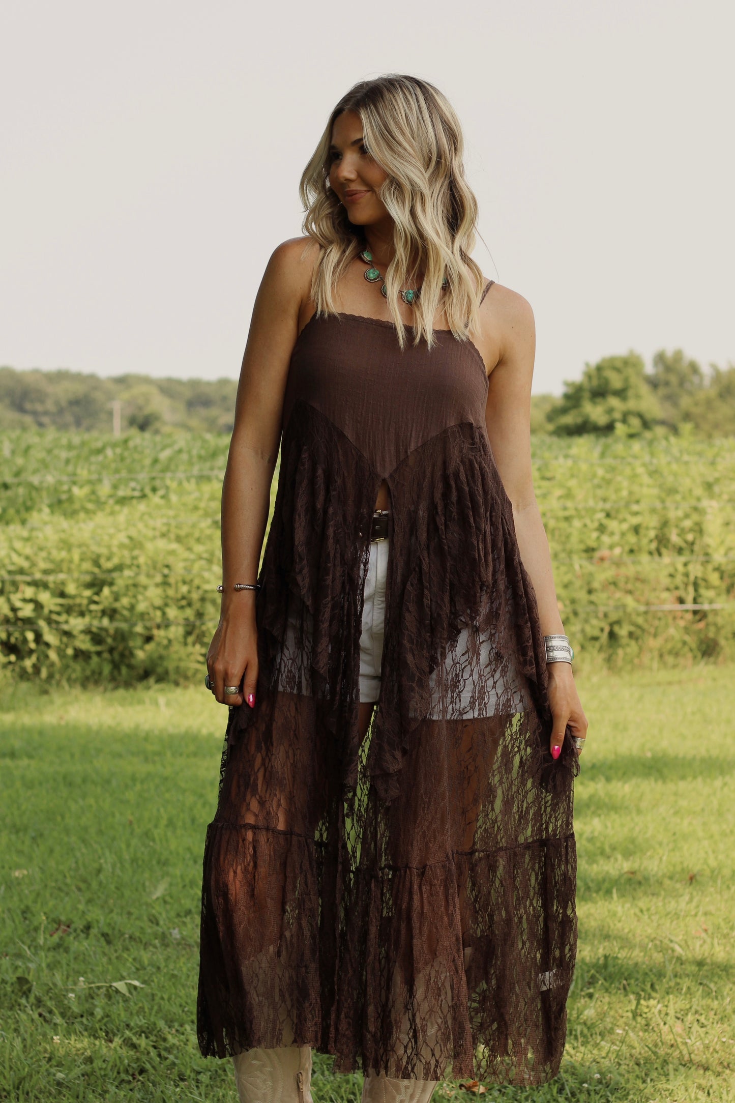 Nashville Daydream Maxi Top- Brown