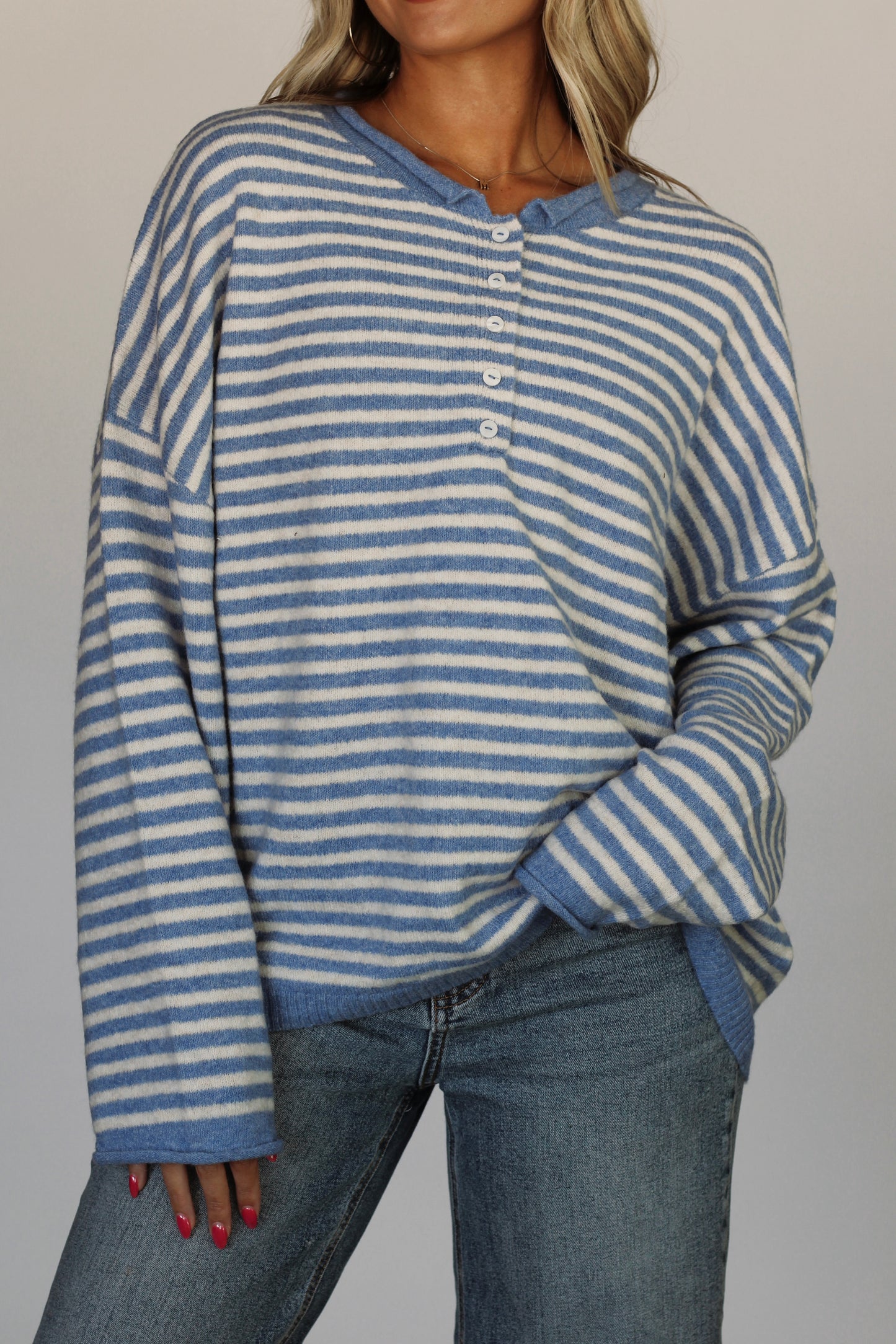Mrs. McLerran's Striped Sweater - Blue/White