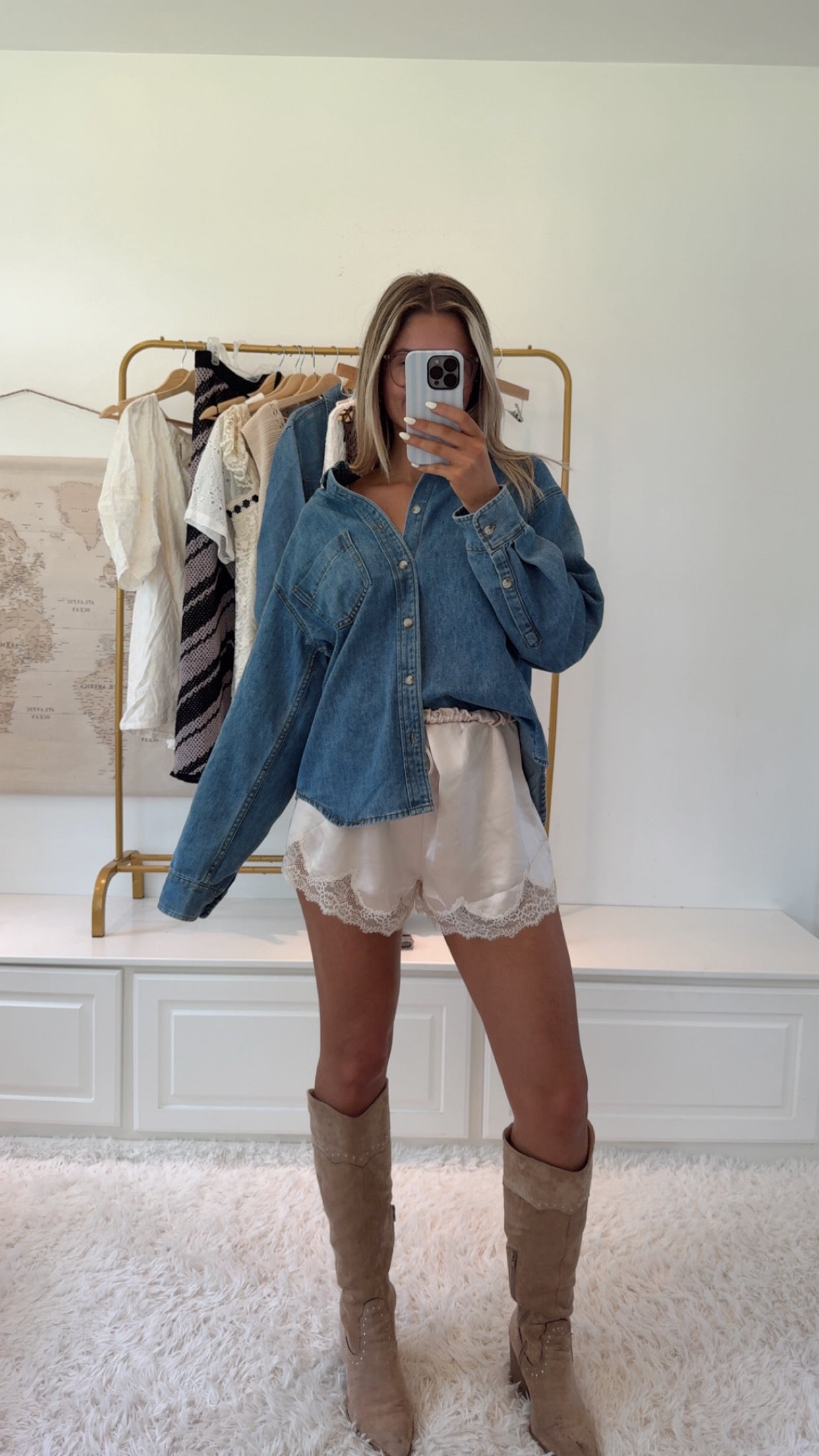 Darling Lace Satin Shorts- Ecru