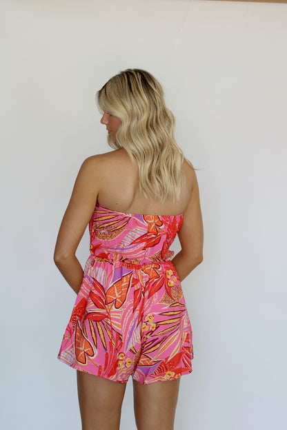 Tropics Tube Romper- Pink Multi