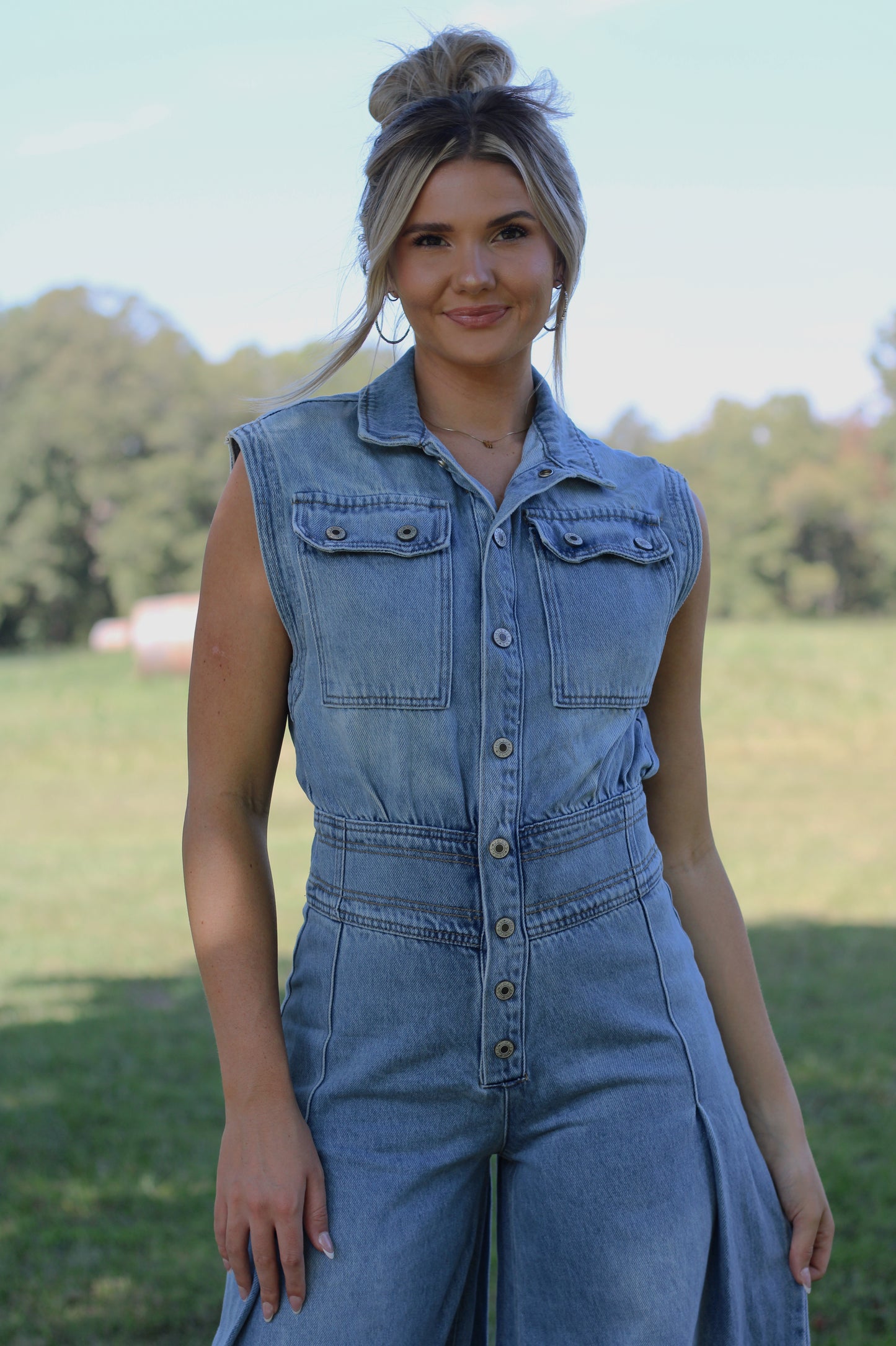 Barefoot Blue Jean Night Jumpsuit- Medium