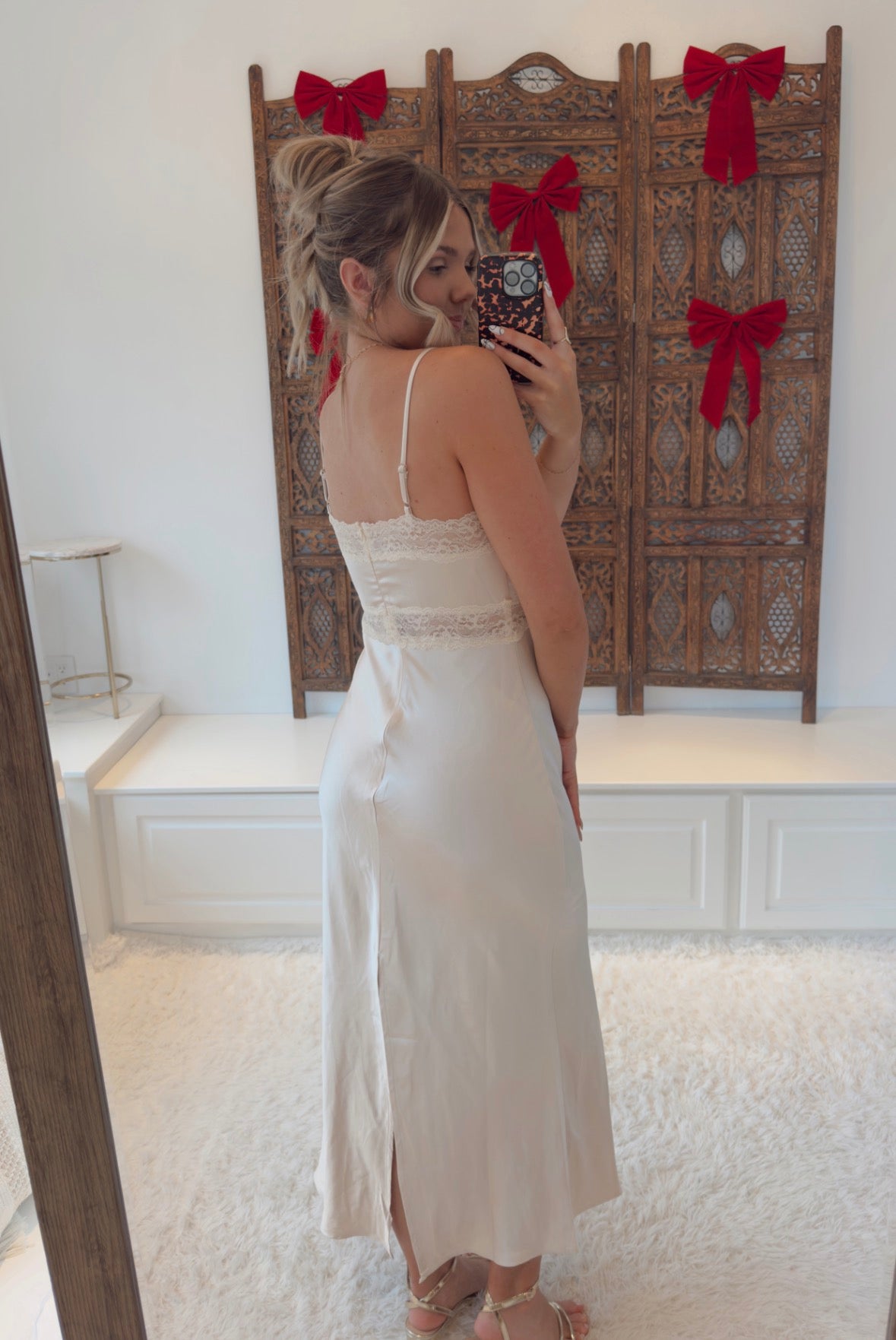 Bubbly Lace Slip Maxi Dress- Champagne