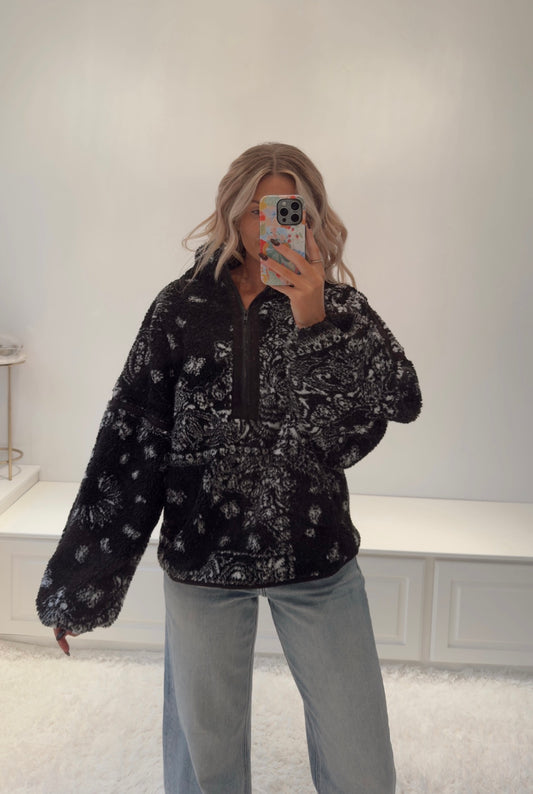 Savannah Sherpa Fleece Jacket- Black