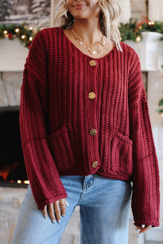 Cranberry Luxe Cardigan- Burgundy